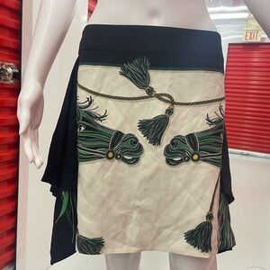 Gucci Silk Blue and Green Embroidered Skirt